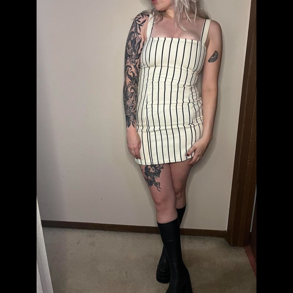 Lovers + Friends Black and White Striped Mini Dress